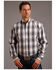 Image #1 - Stetson Men's Plaid Print Long Sleeve Button Down Western Shirt, Grey, hi-res