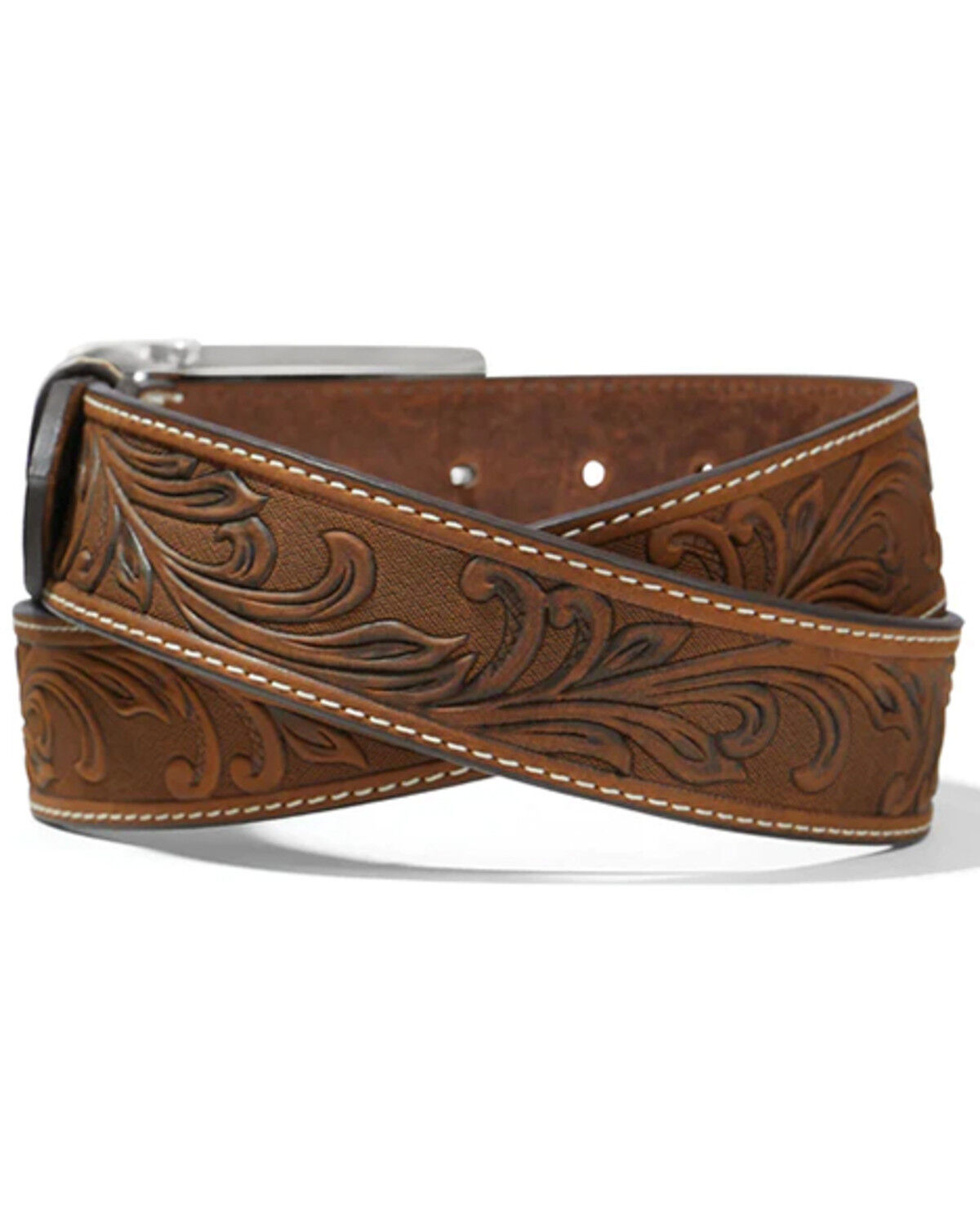 Image #2 - Tony Lama Men's Stockyard Leather Belt, Brown, hi-res