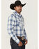 Image #2 - Wrangler Retro Men's Plaid Print Long Sleeve Snap Western Shirt, Blue, hi-res