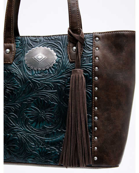 Shyanne Women's Cassidy Turquoise Tote Bag, Chocolate/turquoise, hi-res