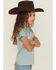 Image #2 - Shyanne Girls' Cowgirl Era Fringe Short Sleeve Graphic Tee, Aqua, hi-res