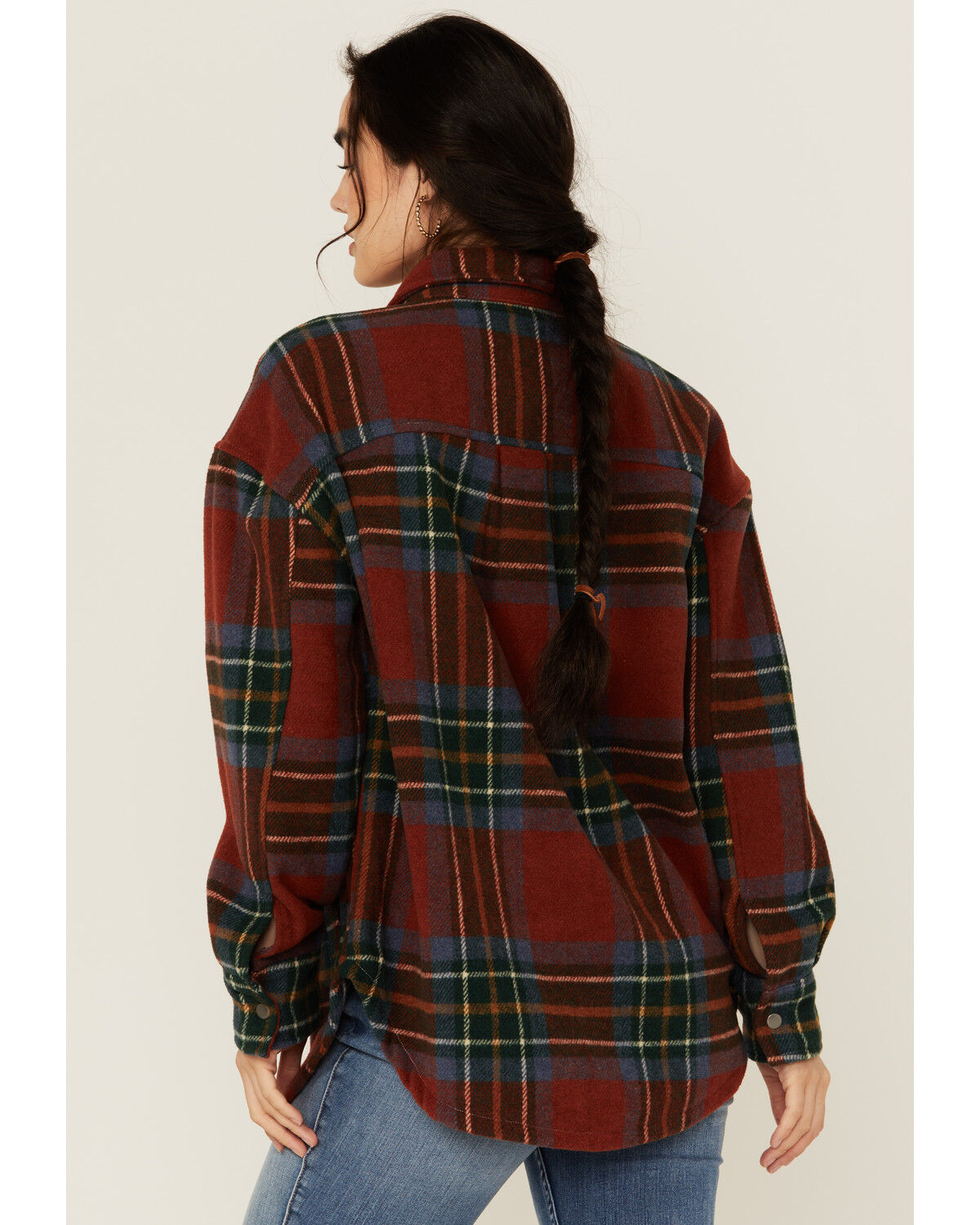 Image #4 - Fornia Women's Plaid Print Shacket, Rust Copper, hi-res