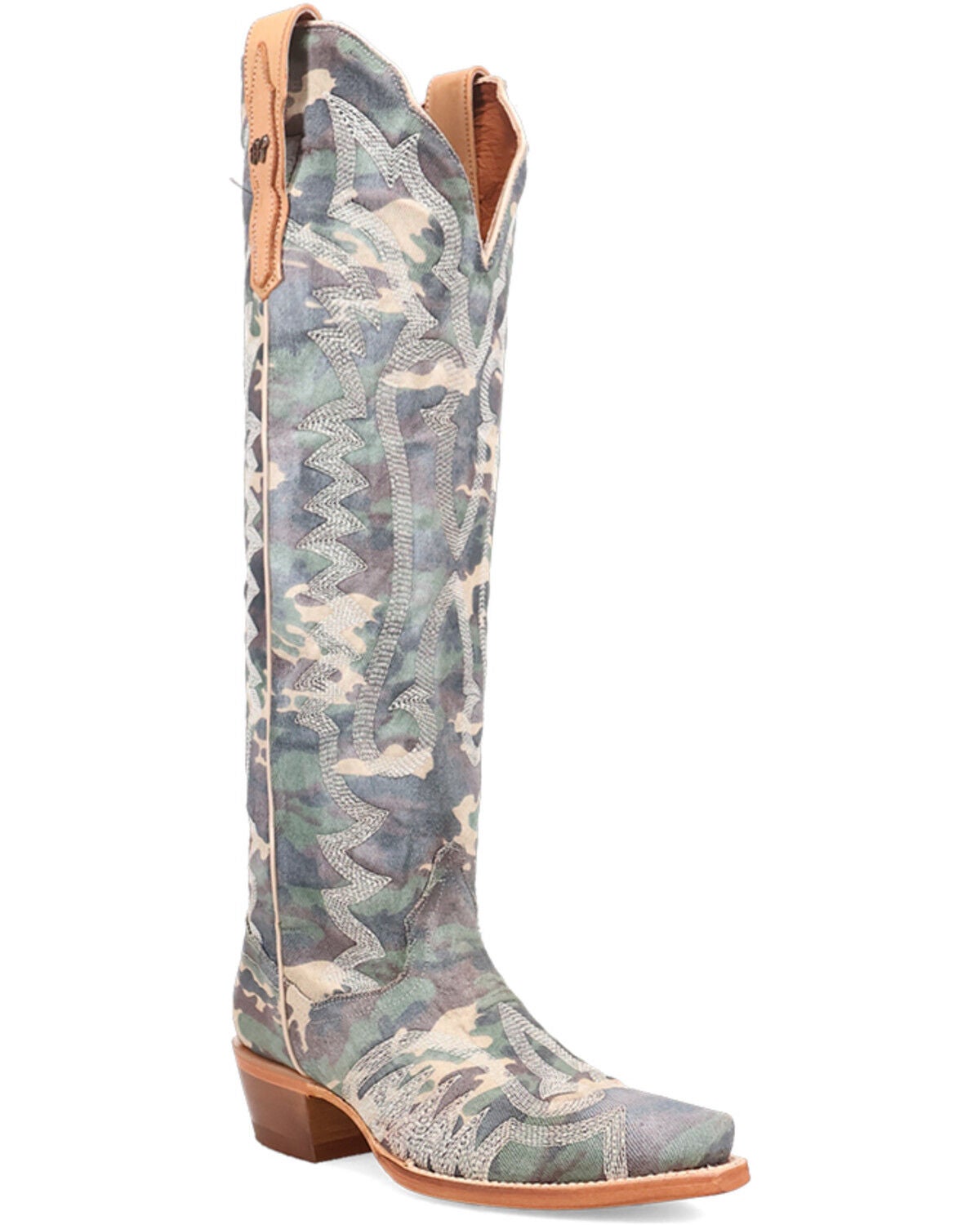 Image #1 - Dan Post Women's Darlin' Camo Print Tall Western Boots - Snip Toe, Camouflage, hi-res