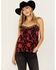 Image #1 - Wild Moss Women's Floral Print Jacquard Lace Cami, Red, hi-res