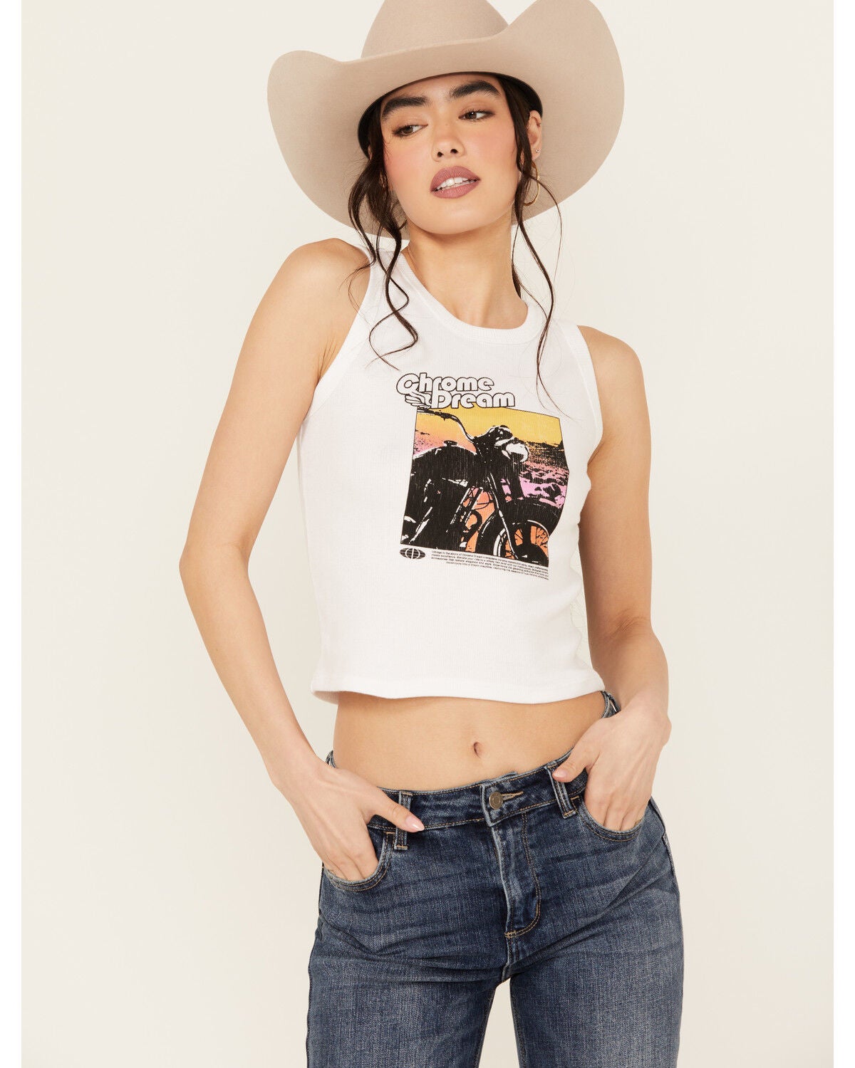 Girl Dangerous Women's Chrome Dream Motor Graphic Tank, White, hi-res