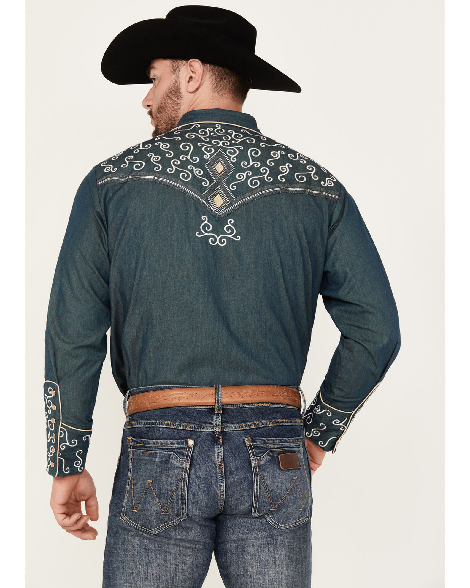 Scully Denim Diamond Scroll Embroidered S