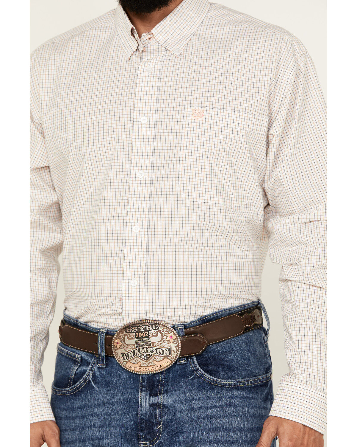 Image #3 - Cinch Men's Checkered Print Long Sleeve Button-Down Western Shirt, White, hi-res