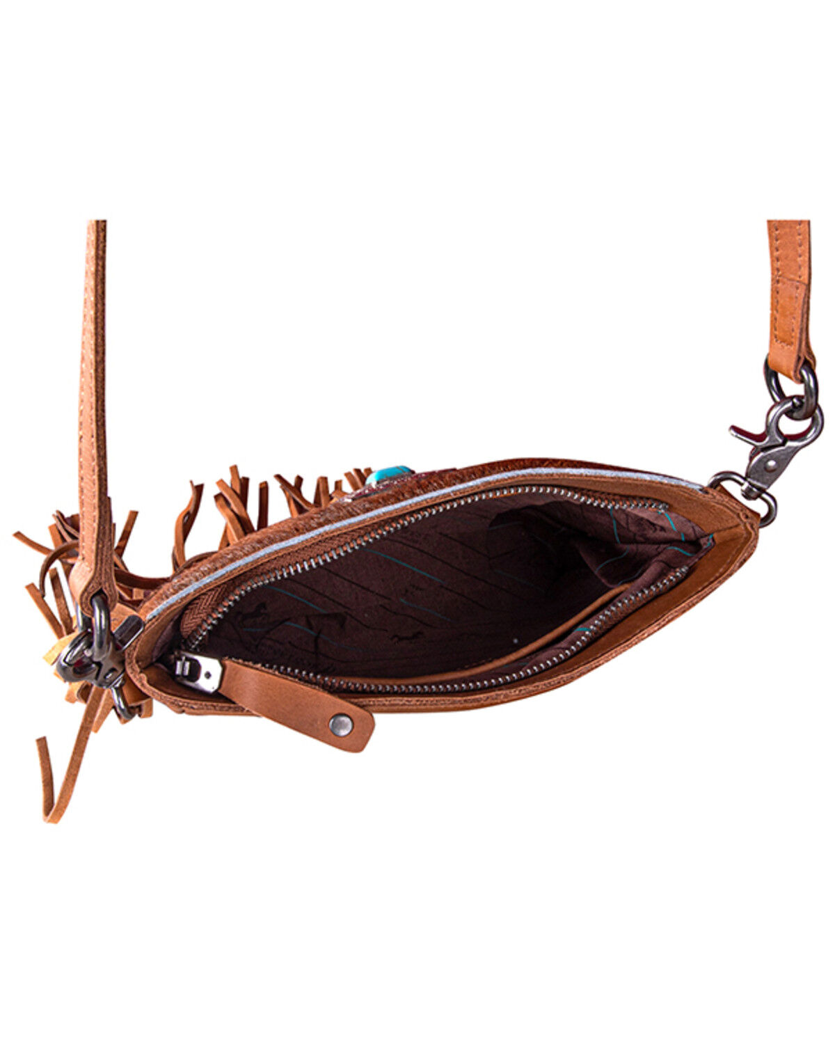 Image #3 - Montana West Women's Hairon Fringe Leather Crossbody Bag, Brown, hi-res