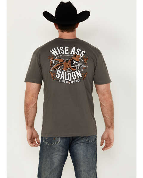 Image #1 - Cowboy Hardware Men's Wise Ass Saloon Short Sleeve Graphic T-Shirt, Dark Grey, hi-res