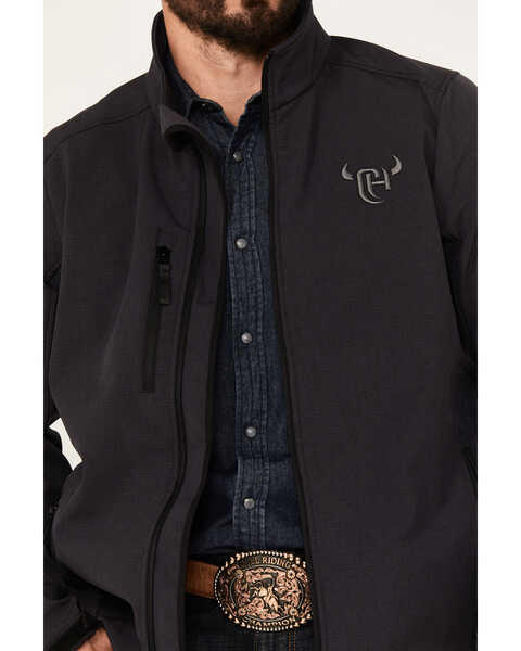 Image #3 - Cowboy Hardware Men's Logo Softshell Jacket, Dark Grey, hi-res