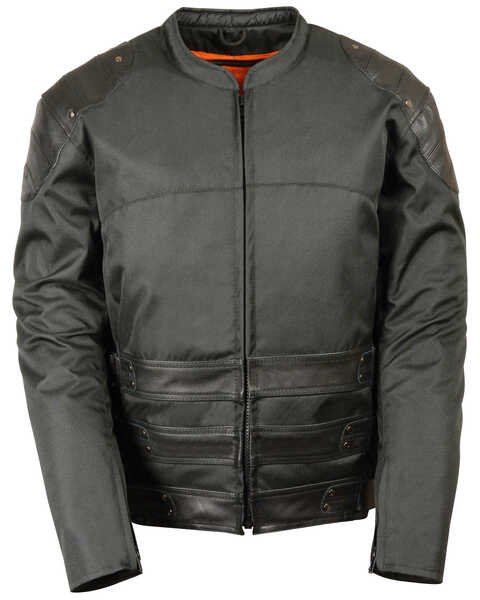 Image #1 - Milwaukee Leather Men's Leather and Textile Racer Jacket - 5XL, Black, hi-res