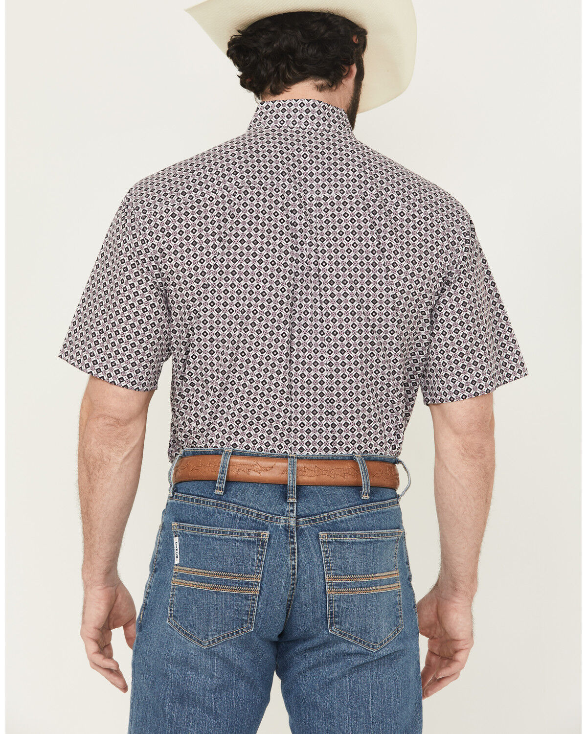 Image #4 - Cinch Men's Geo Print Short Sleeve Button-Down Western Shirt, White, hi-res