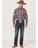 Resistol Men's Atlantis Ombre Plaid Long Sleeve Button Down Western Shirt , Navy, hi-res