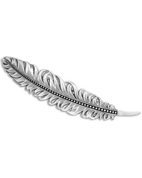 Montana Silversmiths Women's Antiqued Montana Feather Barrette, Silver, hi-res