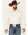 Image #1 - Cinch Men's Modern Fit Solid Cream Long Sleeve Button Down Western Shirt, Cream, hi-res
