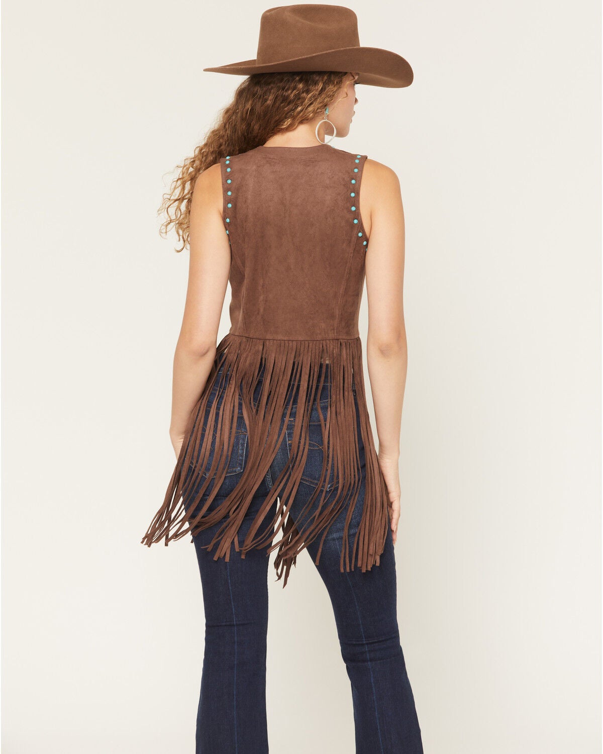 Image #4 - Shyanne Women's Simpson Embellished Fringe Faux Suede Vest, Brown, hi-res