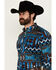 Image #2 - RANK 45® Men's Zavallo Southwestern Patchwork Long Sleeve Button-Down Stretch Western Shirt, Teal, hi-res
