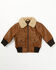 Image #1 - Urban Republic Infant Boys' Faux Leather Bomber Jacket, Lt Brown, hi-res