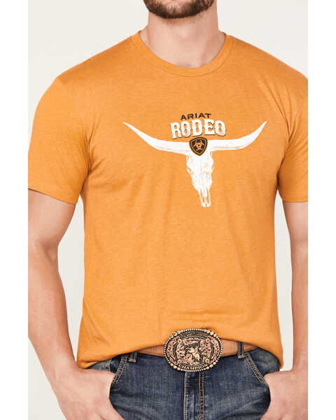 Image #3 - Ariat Men's Rodeo Skull Short Sleeve Graphic T-Shirt, Gold, hi-res