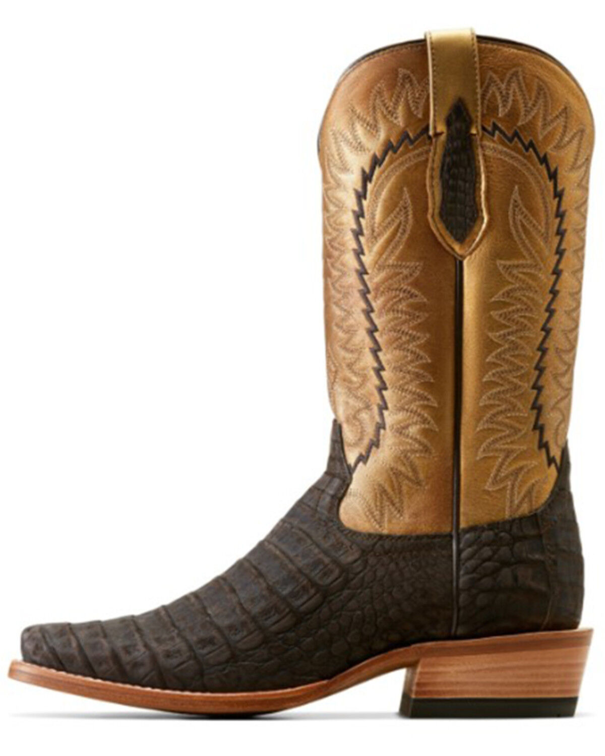 Image #2 - Ariat Men's Futurity Finalist Exotic Caiman Western Boots - Square Toe, Chocolate, hi-res