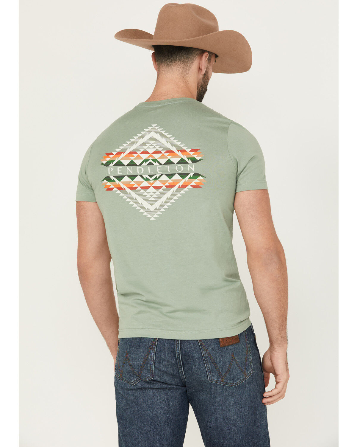 Image #1 - Pendleton Men's Geo Print Logo Short Sleeve Graphic T-Shirt, Sage, hi-res