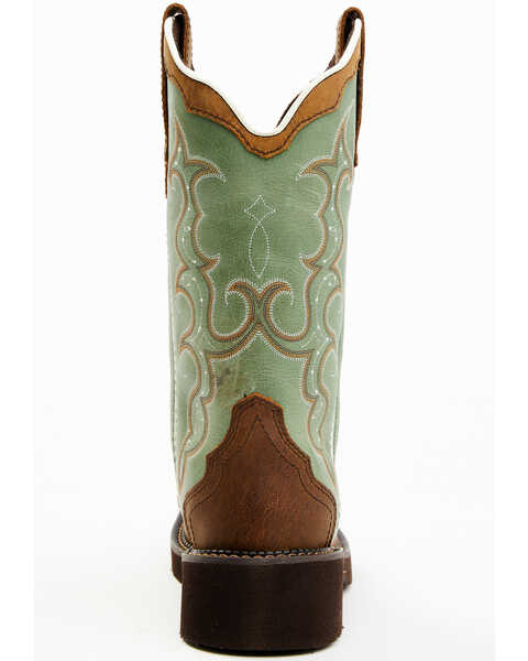 Justin Women's Raya Turquoise Western Boots - Broad Square Toe, Brown, hi-res