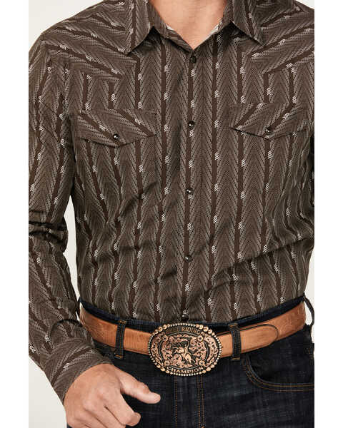 Image #3 - Gibson Trading Co Men's Bow Striped Print Long Sleeve Snap Western Shirt, Burgundy, hi-res