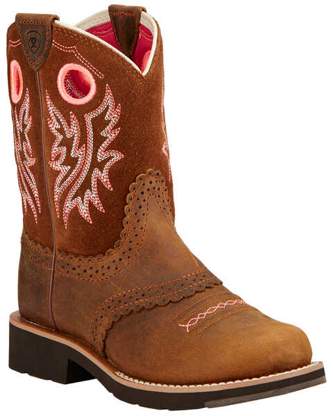 Image #1 - Ariat Little Girls' Fatbaby Western Boots - Round Toe , Brown, hi-res