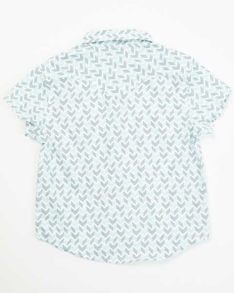Image #3 - Wrangler Toddler Boys' Geo Striped Short Sleeve Pearl Snap Western Shirt , Aqua, hi-res
