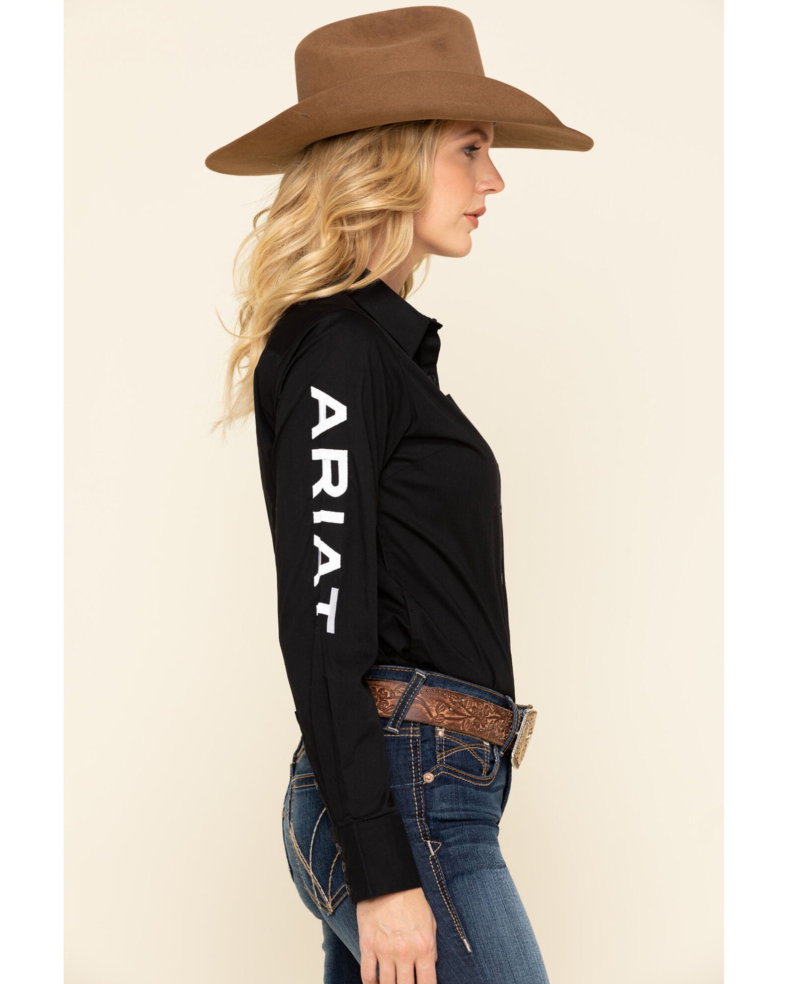 Ariat Team Kirby Stretch Shirt - Camicia Western Donna In Cotone E Spandex, Nero, Taglia XL