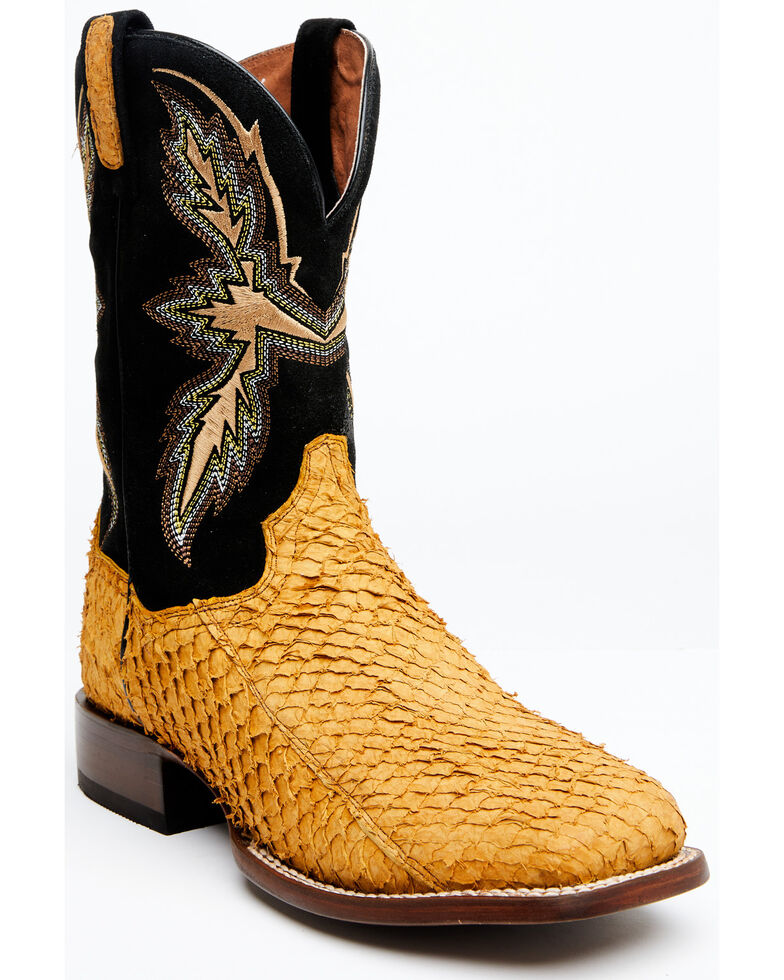 Dan Post Men's Exotic Sea Bass Skin Western Boots - Broad Square Toe, Brown, hi-res