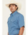 Image #2 - Ely Walker Men's Bandana Print Short Sleeve Pearl Snap Western Shirt, Blue, hi-res