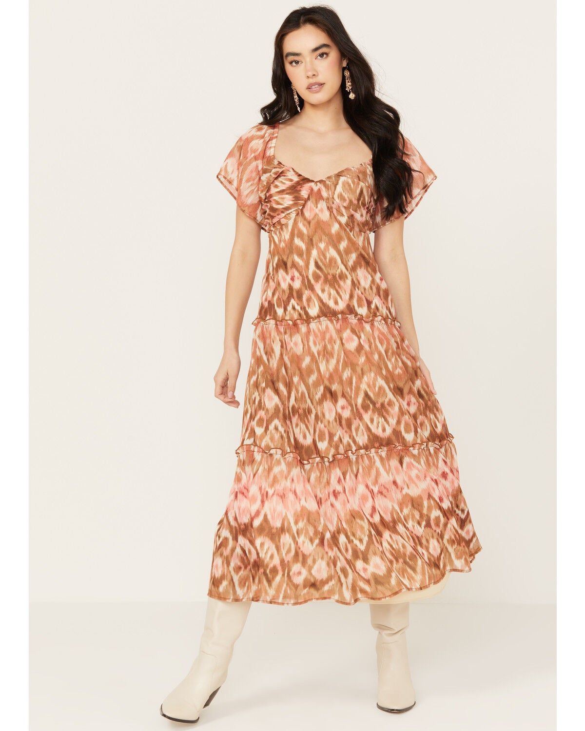 Image #1 - Shyanne Women's Ikat Midi Dress, Brick Red, hi-res