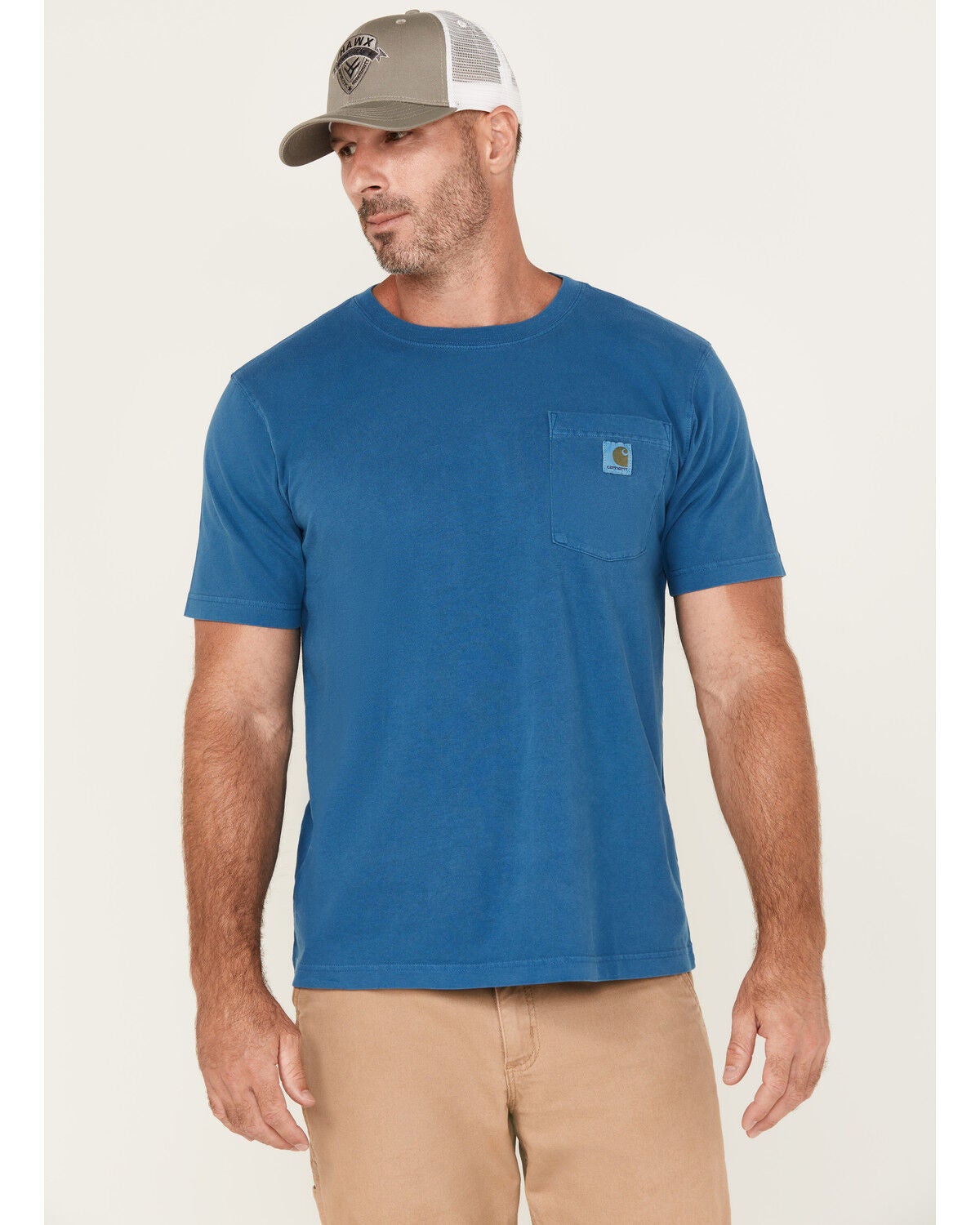 Carhartt Men's Re-Engineered Relaxed Fit Lightweight Short Sleeve Pocket T-Shirt, Dark Blue, hi-res