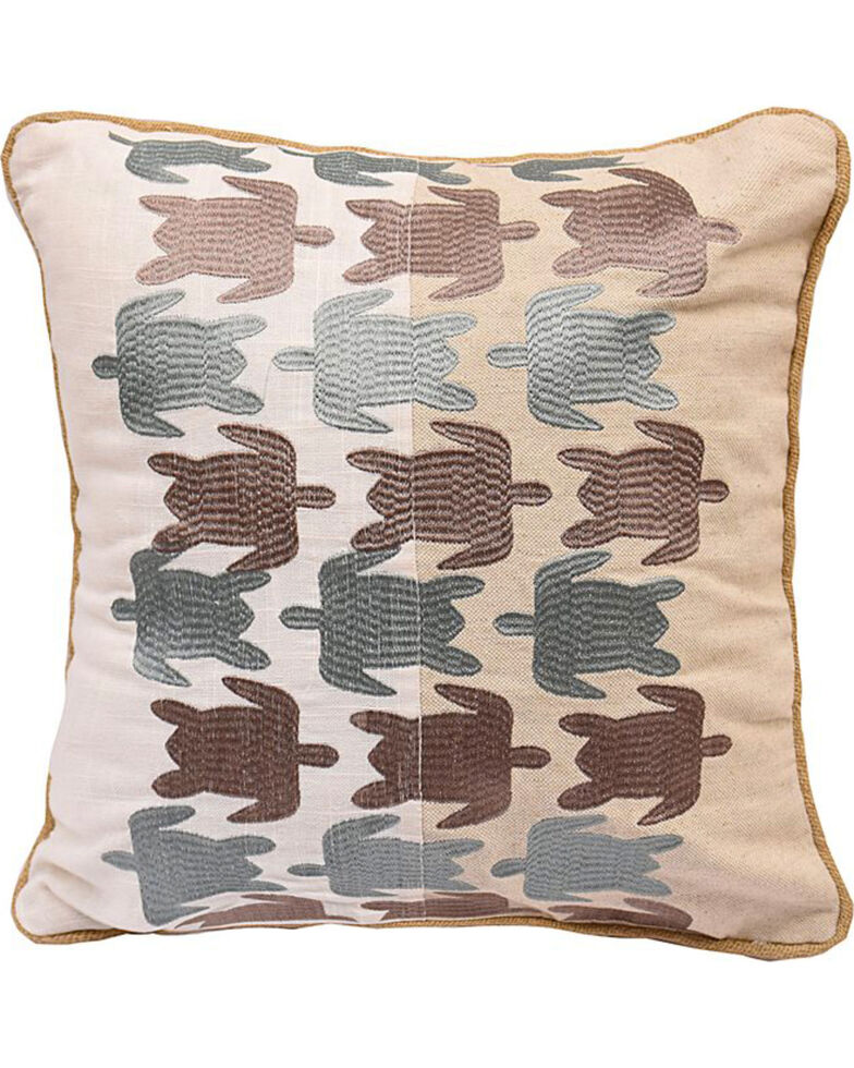 HiEnd Accents Turtle Embroidered Linen Pillow, Multi, hi-res