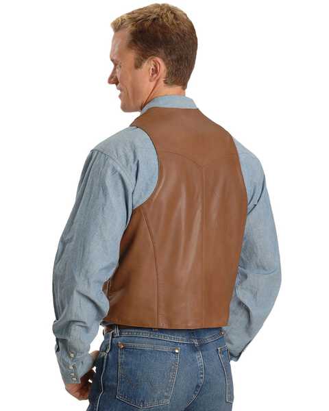 Scully Men's Whipstitch Lamb Leather Vest, Tan, hi-res