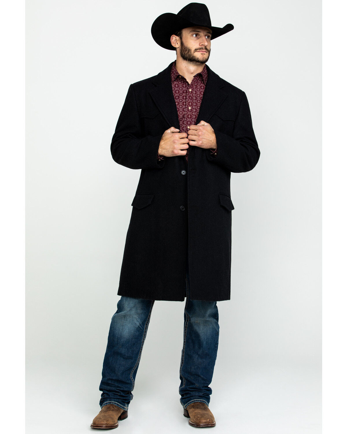 Image #6 - Cripple Creek Men's Black Wool Melton Overcoat, , hi-res