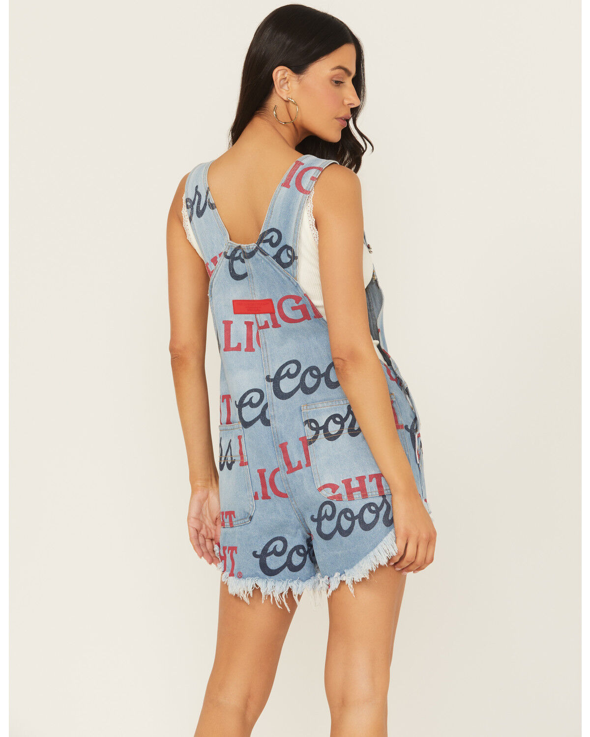 Image #4 - The Laundry Room Women's Medium Wash Coors Light Logo Print Denim Shortalls, Medium Wash, hi-res