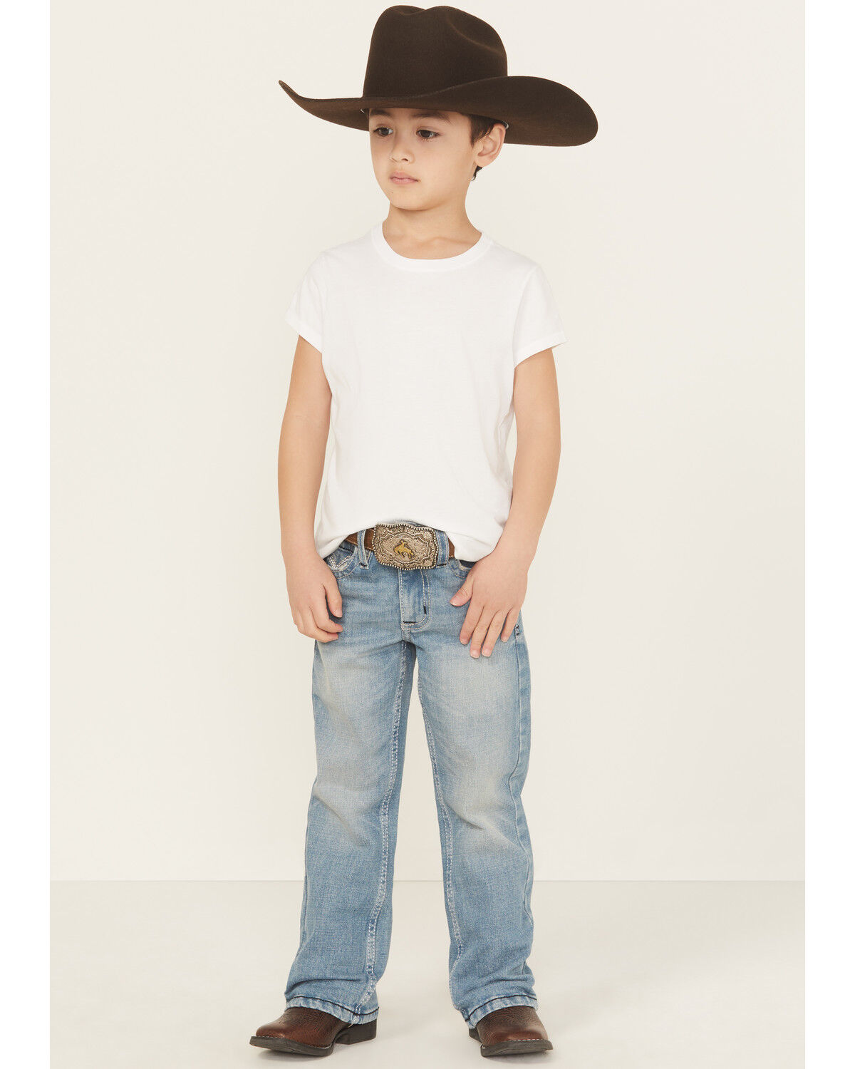 Image #1 - Cody James Little Boys' Stampede Light Wash Slim Bootcut Comfort Stretch Denim Jeans, Light Wash, hi-res