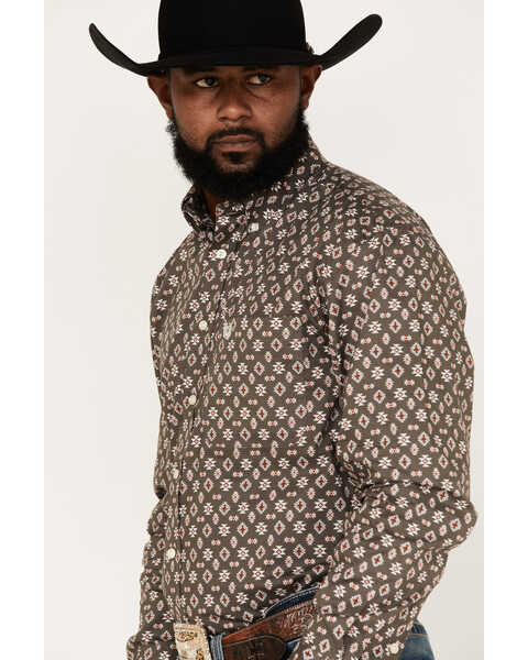 Image #2 - Rough Stock by Panhandle Men's Southwestern Print Stretch Long Sleeve Button-Down Western Shirt, Taupe, hi-res