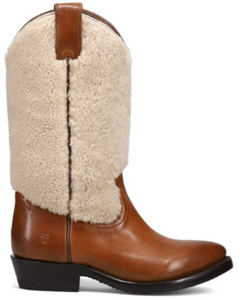 Image #2 - Frye Women's Billy Pull-On Shearling Western Boots - Medium Toe , Caramel, hi-res