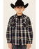 Roper Boys' Plaid Long Sleeve Snap Western Flannel Shirt , Green, hi-res