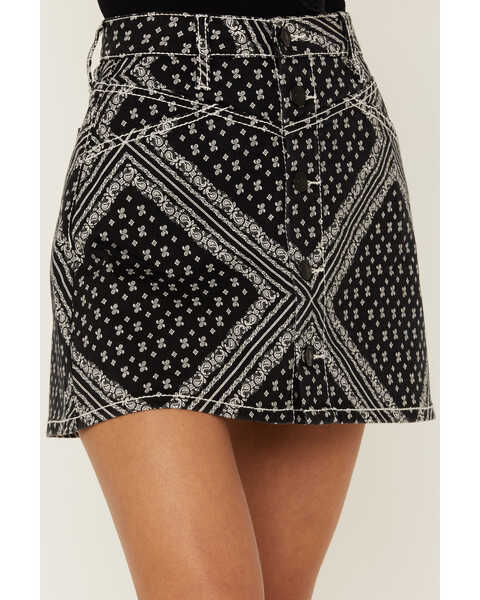 Image #3 - Shyanne Women's Mr. A-Line Bandana Print Denim Mini Skirt, Black, hi-res