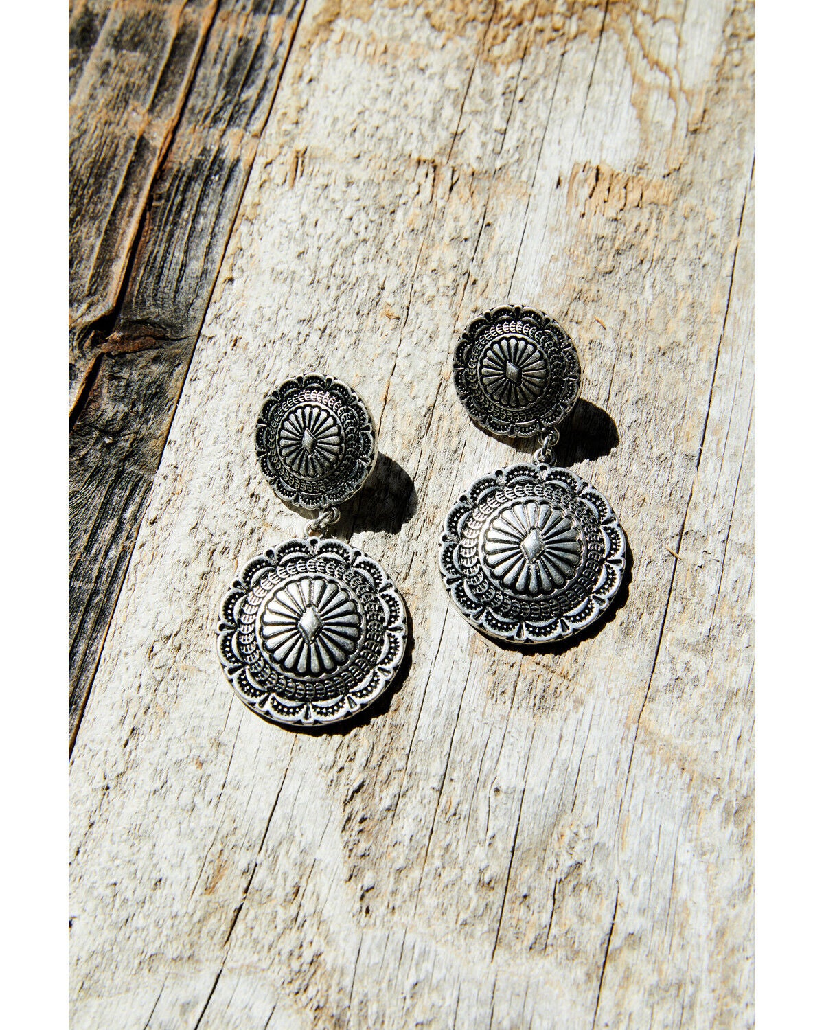 Idyllwind Women's Bristol Double Concho Earrings, Silver, hi-res