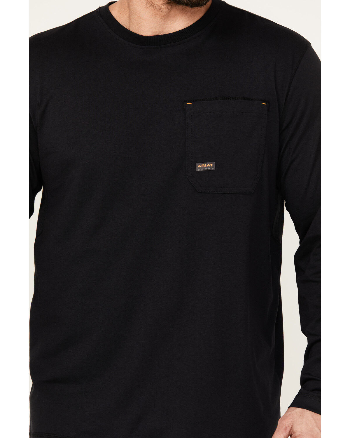 Image #3 - Ariat Men's Rebar Workman Chrome Moto Eagle Long Sleeve Graphic Work T-Shirt, Black, hi-res