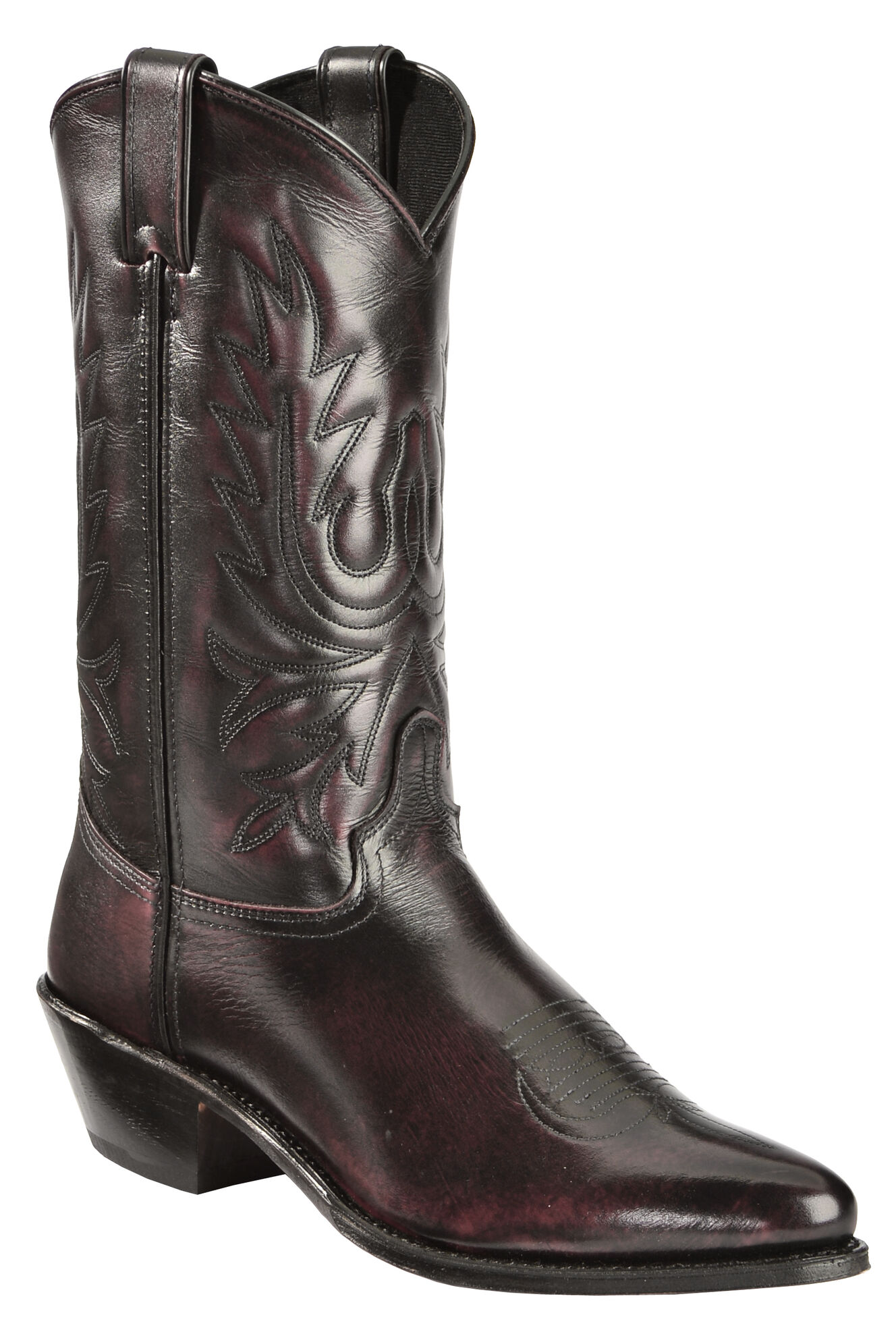 Abilene Black Cherry Polished Cowhide Boots Medium Toe Sheplers