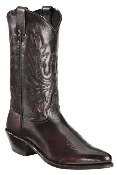 Image #1 - Abilene Black Cherry Polished Cowhide Boots - Medium Toe, Black Cherry, hi-res