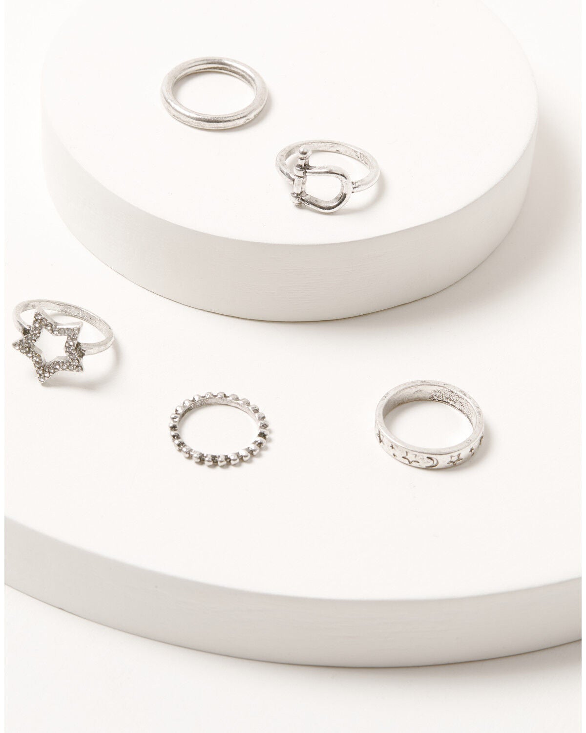 Shyanne Women's Horse Bit Star Ring Set - 5 Piece, Silver, hi-res