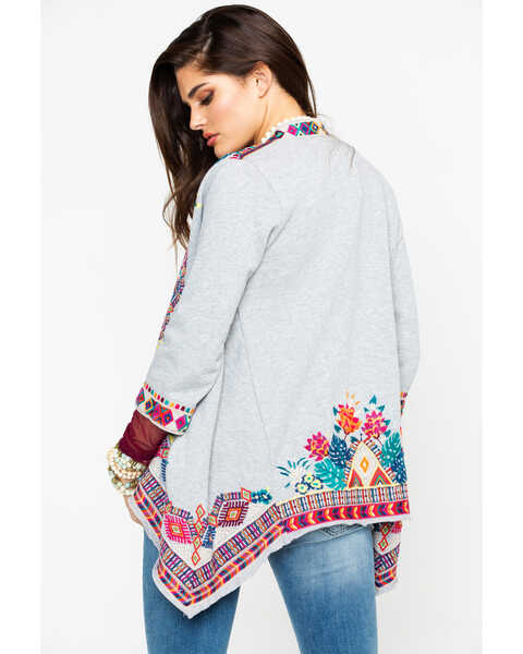 Image #2 - Johnny Was Women's French Terry Cardigan, Heather Grey, hi-res