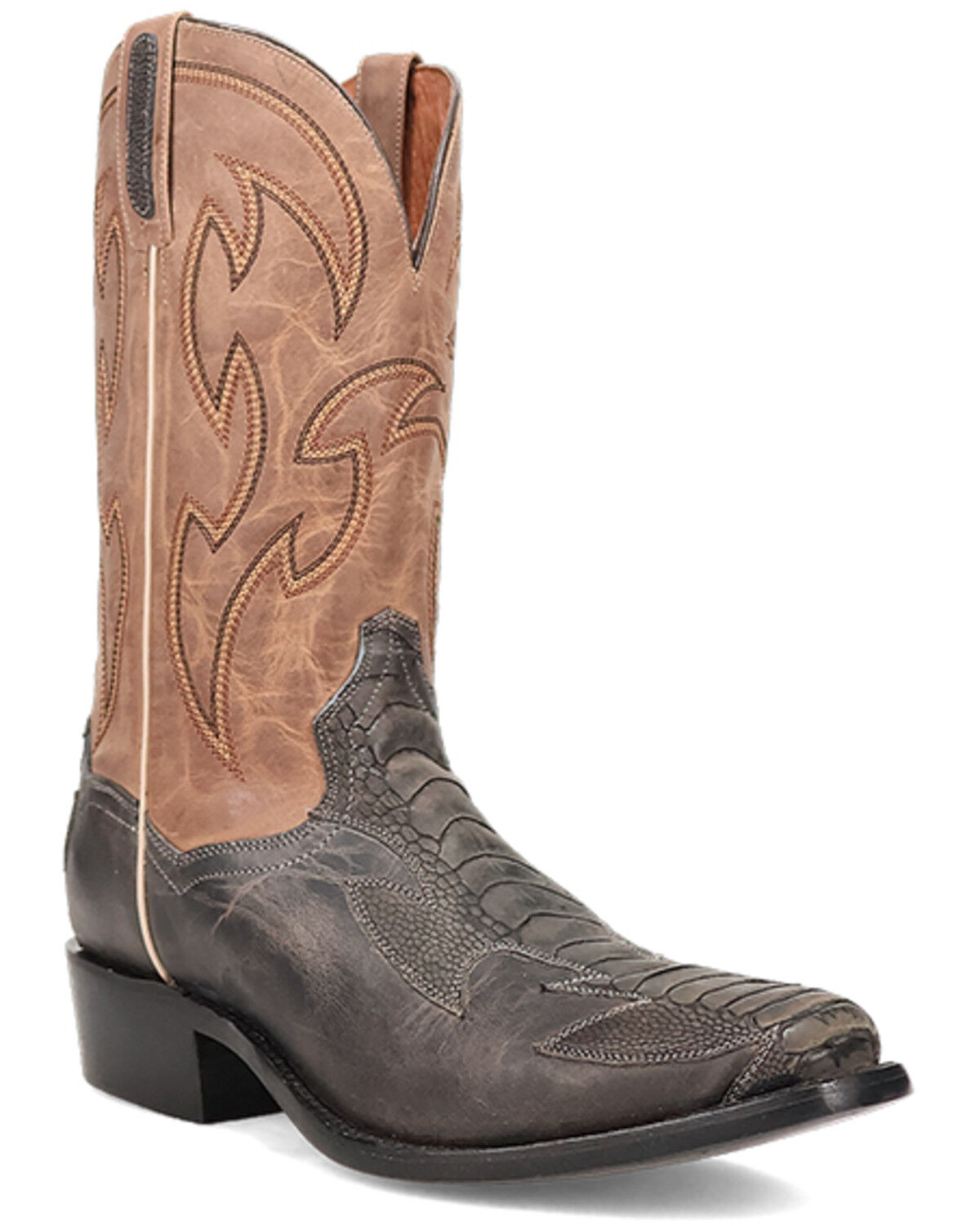 Image #1 - Dan Post Men's Exotic Ostrich Western Boots - Square Toe, Grey, hi-res
